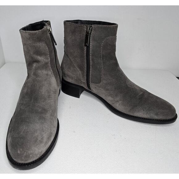 Aquatalia Oribella Suede Ankle Boots Sz 9 Waterproof Booties Grey Western - Picture 1 of 11
